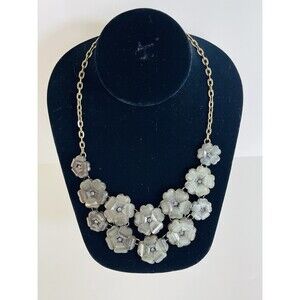 Joan Rivers “Glowing” Charcoal Floral Lucite Bib Necklace Vintage Style